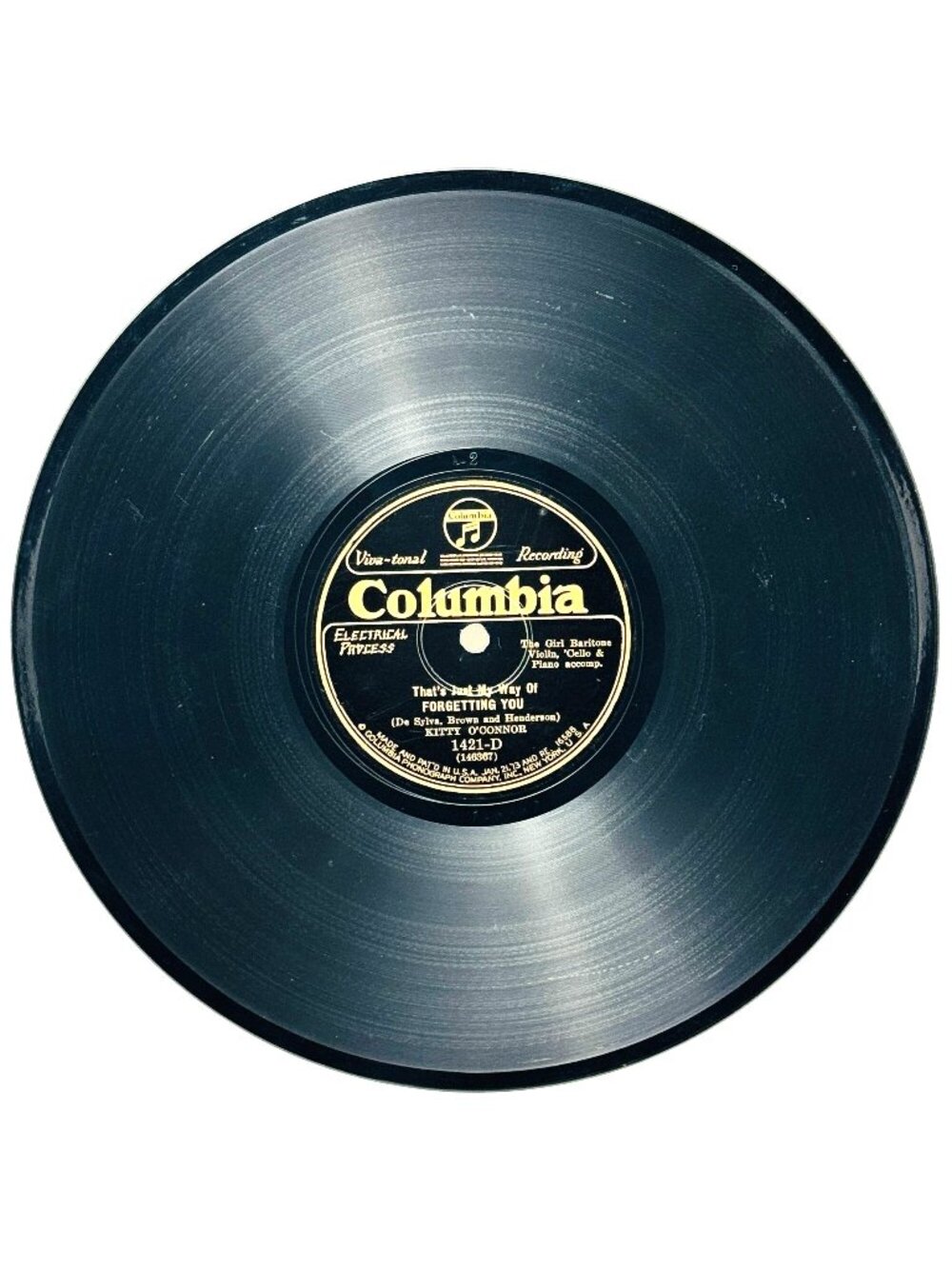 Kitty O'Connor Theres Something About A Rose 10in Shellac 78 RPM Columbia 1421-D